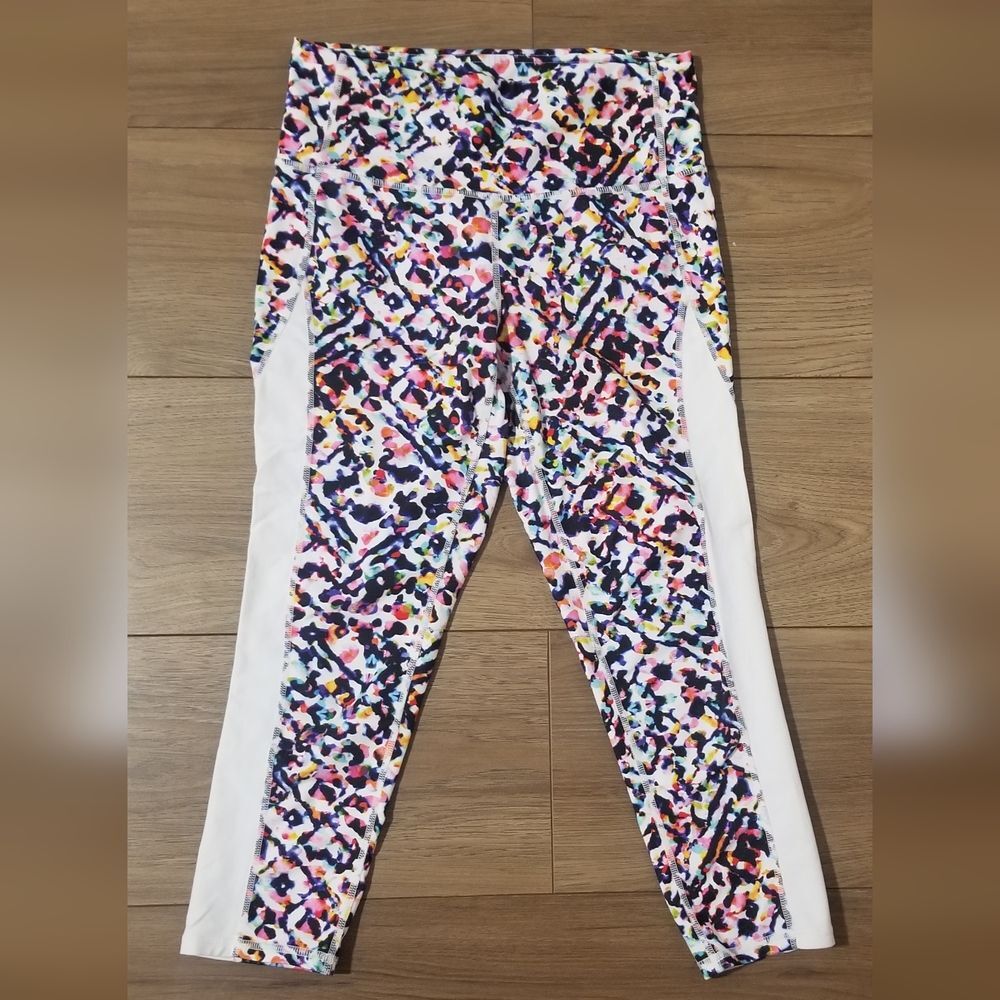 Athleta Chaturanga Watercolor High Rise Cropped Leggings, Women's Small - Picture 2 of 5